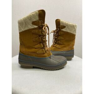 Khumba Woman's‎ Cozy Tall Lace Up Pac Suede Knit Snow Duck Boots- Size 6